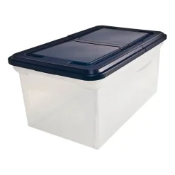 File Storage|Advantus Extra Capacity File Storage Box with Lid, Letter Size, Clear/Navy (AVT-55797)