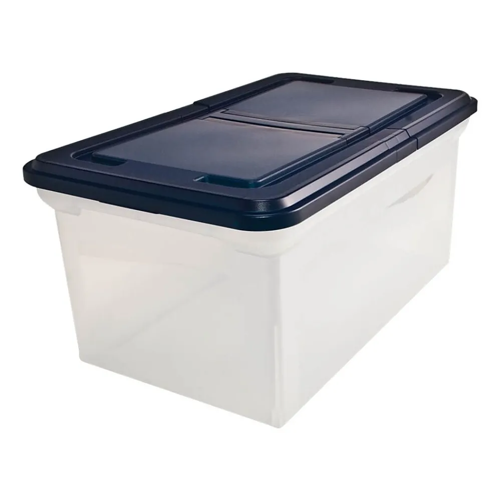 File Storage|Advantus Extra Capacity File Storage Box with Lid, Letter Size, Clear/Navy (AVT-55797)