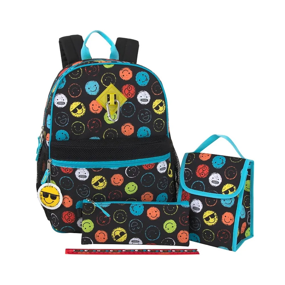 A.D.Ventures Backpack Set, Smiley Faces, Multicolor (2144STA)