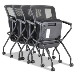 Folding & Stacking*Alera Elusion Series Fixed Arm Fabric Nesting Chair, Black, 2/Carton (ALEEL4914)