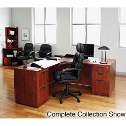 Office Desks*Alera ™ Valencia Series Executive Suites in Medium Cherry, Bow Front Desk Shell