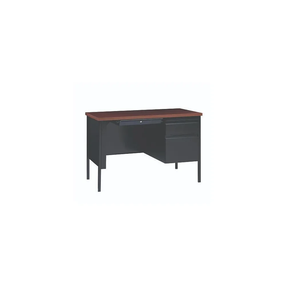 Corner Desks*Alera 45"W Single Pedestal Desk, Mocha/Black (ALEHSD4524BM)