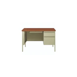 Office Desks*Alera 45"W Single Pedestal Desk, Cherry/Putty (ALEHSD4524PC)