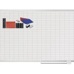 Dry Erase*MasterVision All Purpose Planner Dry Erase Board W/Accessories,1X2 Grid, 48X36, Silver Frame