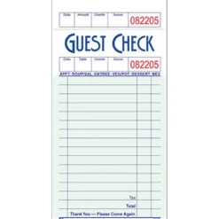 Business Forms*Alliance 1-Part Carbonless Guest Checks, 5.04"L x 3.4"W, 100 Sets/Book (351601)