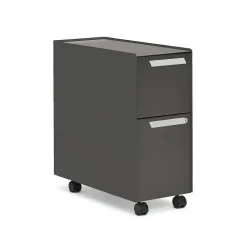 File Cabinets*Allsteel Radii 2-Drawer Mobile Vertical File Cabinet, Letter/Legal Size, Lockable, 21"H x 10"W x 24"D, Flint (APGMBS249TFN001)