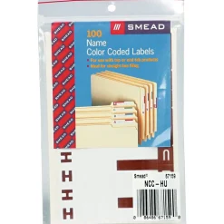 Labels|Smead Alphabetical Character Labels, H And U, Dark Brown, 100/Pk