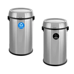 Alpine Dual-Stream Trash/Recycling Station, 34-Gallon, Stainless Steel (ALP470-65L-1-R-T)<Alpine Industries Sale