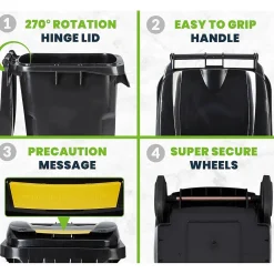 500 Series Plastic Outdoor Trash Can, 64 Gallon, Black (ALP500-64-BLK)<Alpine Industries Discount