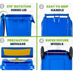 500 Series Plastic Outdoor Trash Can, 64 Gallon, Blue (ALP500-64-BLU)<Alpine Industries Discount