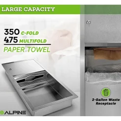 Centerpull Paper Towel Dispenser, Stainless Steel (495)<Alpine Industries Clearance