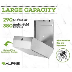 Centerpull Paper Towel Dispenser, Stainless Steel, 2/Pack (481-2PK)<Alpine Industries Outlet