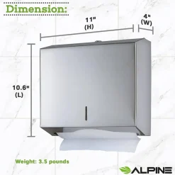 Centerpull Paper Towel Dispenser, Stainless Steel, 2/Pack (481-2PK)<Alpine Industries Outlet