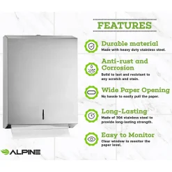 Centerpull Paper Towel Dispenser, Stainless Steel, 2/Pack (480-2PK)<Alpine Industries Outlet