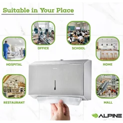 Centerpull Paper Towel Dispenser, Stainless Steel, 2/Pack (481S-2PK)<Alpine Industries Best