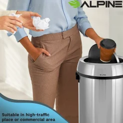 Commercial Trash Can with Swing Lid, Stainless Steel, 17 Gallon (470-65L-1)<Alpine Industries Sale