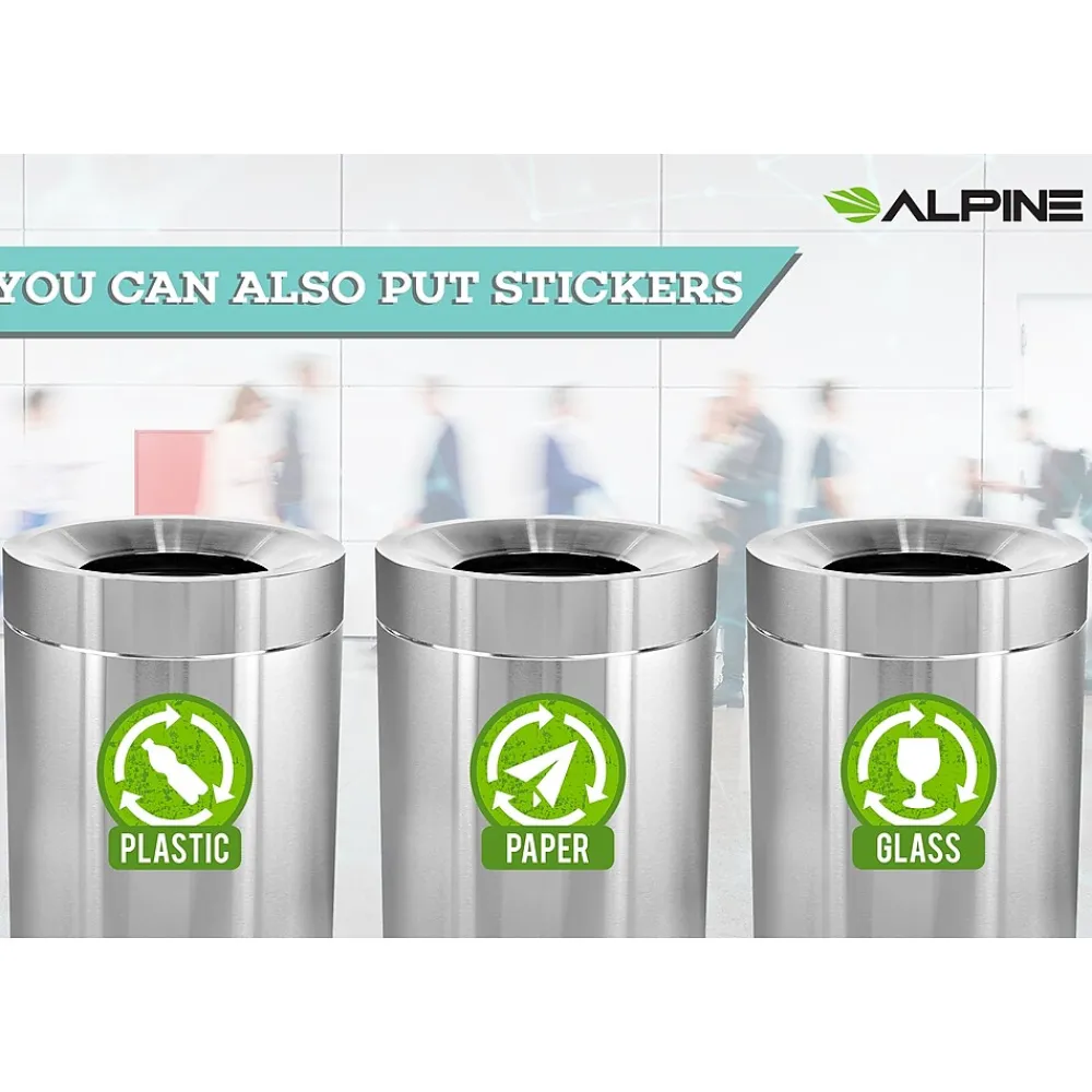 Commercial Indoor Trash Can, 50 Gallon, Stainless Steel (475-50)<Alpine Industries Clearance