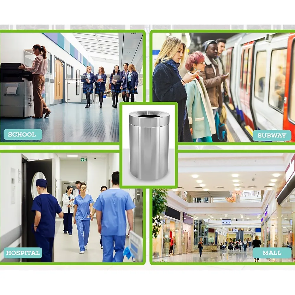 Commercial Indoor Trash Can, 50 Gallon, Stainless Steel (475-50)<Alpine Industries Clearance