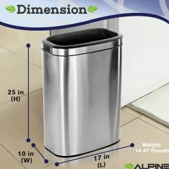 Commercial Indoor Dual-Stream Recycling Station, 10.5 Gallon, Stainless Steel (ALP470-40L-R-T)<Alpine Industries Best