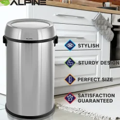 Commercial Indoor Single-Stream Indoor Recycling Station, 17 Gallon, Stainless Steel (ALP470-65L-1-R)<Alpine Industries Sale