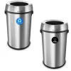 Commercial Indoor Dual-Stream Recycling/Trash Station, 17-Gallon Each, Stainless Steel (ALP470-65L-R-T)<Alpine Industries