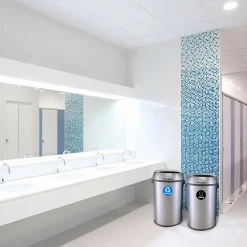 Commercial Indoor Dual-Stream Recycling/Trash Station, 17-Gallon Each, Stainless Steel (ALP470-65L-R-T)<Alpine Industries