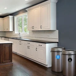 Commercial Indoor Dual-Stream Recycling/Trash Station, 17-Gallon Each, Stainless Steel (ALP470-65L-R-T)<Alpine Industries