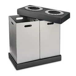 Commercial Indoor Five-Stream Recycling Station, 140-Gallon, Black/Gray (ALP471-02-BLK-PKG)<Alpine Industries