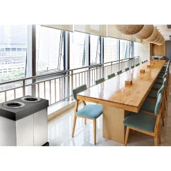 Commercial Indoor Five-Stream Recycling Station, 140-Gallon, Black/Gray (ALP471-02-BLK-PKG)<Alpine Industries