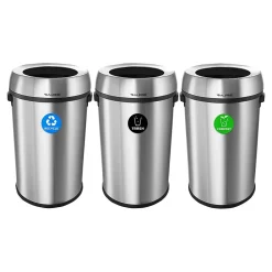 Commercial Indoor Recycling Trash Can, 17 Gallon, Stainless Steel (ALP470-65L-R-T-CO)<Alpine Industries