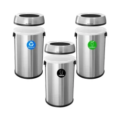 Commercial Indoor Recycling Trash Can, 17 Gallon, Stainless Steel (ALP470-65L-R-T-CO)<Alpine Industries