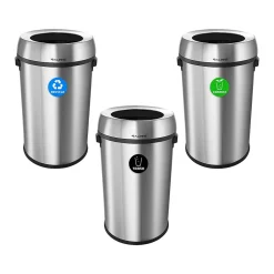 Commercial Indoor Recycling Trash Can, 17 Gallon, Stainless Steel (ALP470-65L-R-T-CO)<Alpine Industries