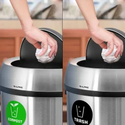 Dual-Stream Trash/Compost Station, 34-Gallon, Stainless Steel (ALP470-65L-1-CO-T)<Alpine Industries Discount