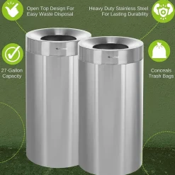 Dual-Stream Compost/Trash Recycling Station, 54-Gallon, Stainless Steel (ALP475-27-CO-T)<Alpine Industries Clearance