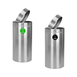 Dual-Stream Compost/Trash Recycling Station, 54-Gallon, Stainless Steel (ALP475-27-CO-T)<Alpine Industries Clearance