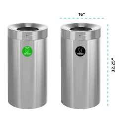 Dual-Stream Compost/Trash Recycling Station, 54-Gallon, Stainless Steel (ALP475-27-CO-T)<Alpine Industries Clearance