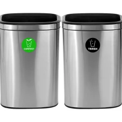 Dual-Stream Recycling Station, 10.5 Gallon, Stainless Steel (ALP470-40L-CO-T)<Alpine Industries