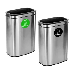 Dual-Stream Recycling Station, 10.5 Gallon, Stainless Steel (ALP470-40L-CO-T)<Alpine Industries