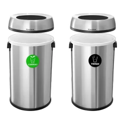 Dual-Stream Recycling Station, 34-Gallon, Stainless Steel (ALP470-65L-CO-T)<Alpine Industries New