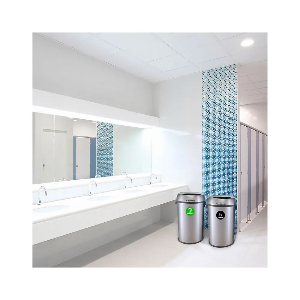 Dual-Stream Recycling Station, 34-Gallon, Stainless Steel (ALP470-65L-CO-T)<Alpine Industries New