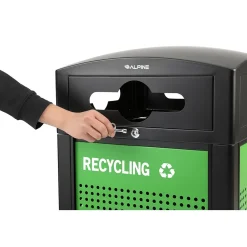 GS Series Steel Trash Can & Recycling Bin Combo, 40 Gallon, Green (ALP471-40-GS-M)<Alpine Industries Hot