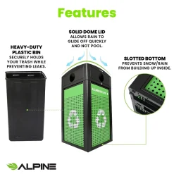 GS Series Steel Recycling Bin, 120 Gallon, Green (ALP471-40-GSCMS-MK)<Alpine Industries Sale