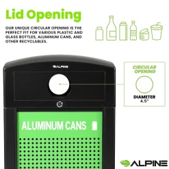 GS Series Steel Recycling Bin, 40 Gallon, Green (ALP471-40-GS-C)<Alpine Industries Sale