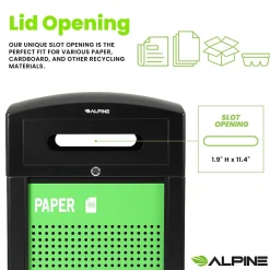 GS Series Steel Recycling Bin, 40 Gallon, Green (ALP471-40-GS-S)<Alpine Industries New