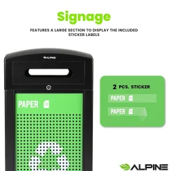 GS Series Steel Recycling Bin, 40 Gallon, Green (ALP471-40-GS-S)<Alpine Industries New