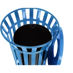 Metal Commercial Outdoor Recycling Receptacle, 38-Gallon, Black/Blue (479-38-BLU)<Alpine Industries Sale