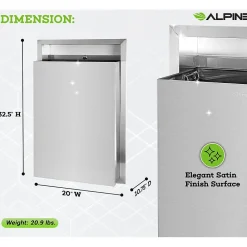 Metal Indoor Trash Can, 12 Gallon, Stainless Steel (493)<Alpine Industries Best