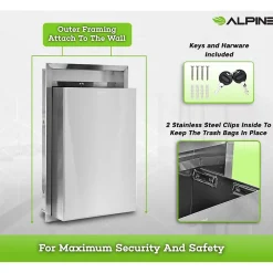 Metal Indoor Trash Can, 12 Gallon, Stainless Steel (493)<Alpine Industries Best