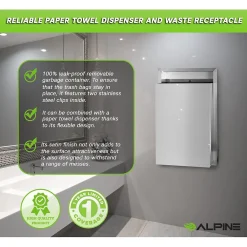 Metal Indoor Trash Can, 12 Gallon, Stainless Steel (493)<Alpine Industries Best