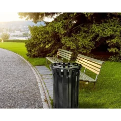 Metal Trash Can, 38 Gallon, Black (479-38)<Alpine Industries New